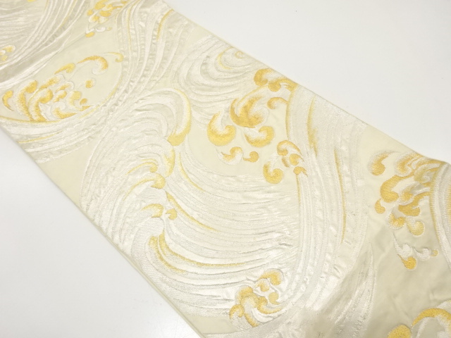 JAPANESE KIMONO / ANTIQUE FUKURO OBI / SILK / WOVEN ROUGH WAVE